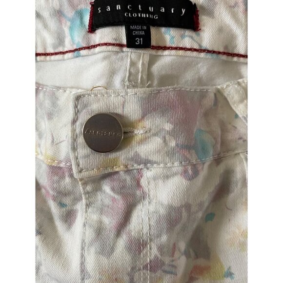 Sanctuary "The Charmer" Pastel Floral Watercolor Print Skinny Jean, Women's 31 - Picture 8 of 9